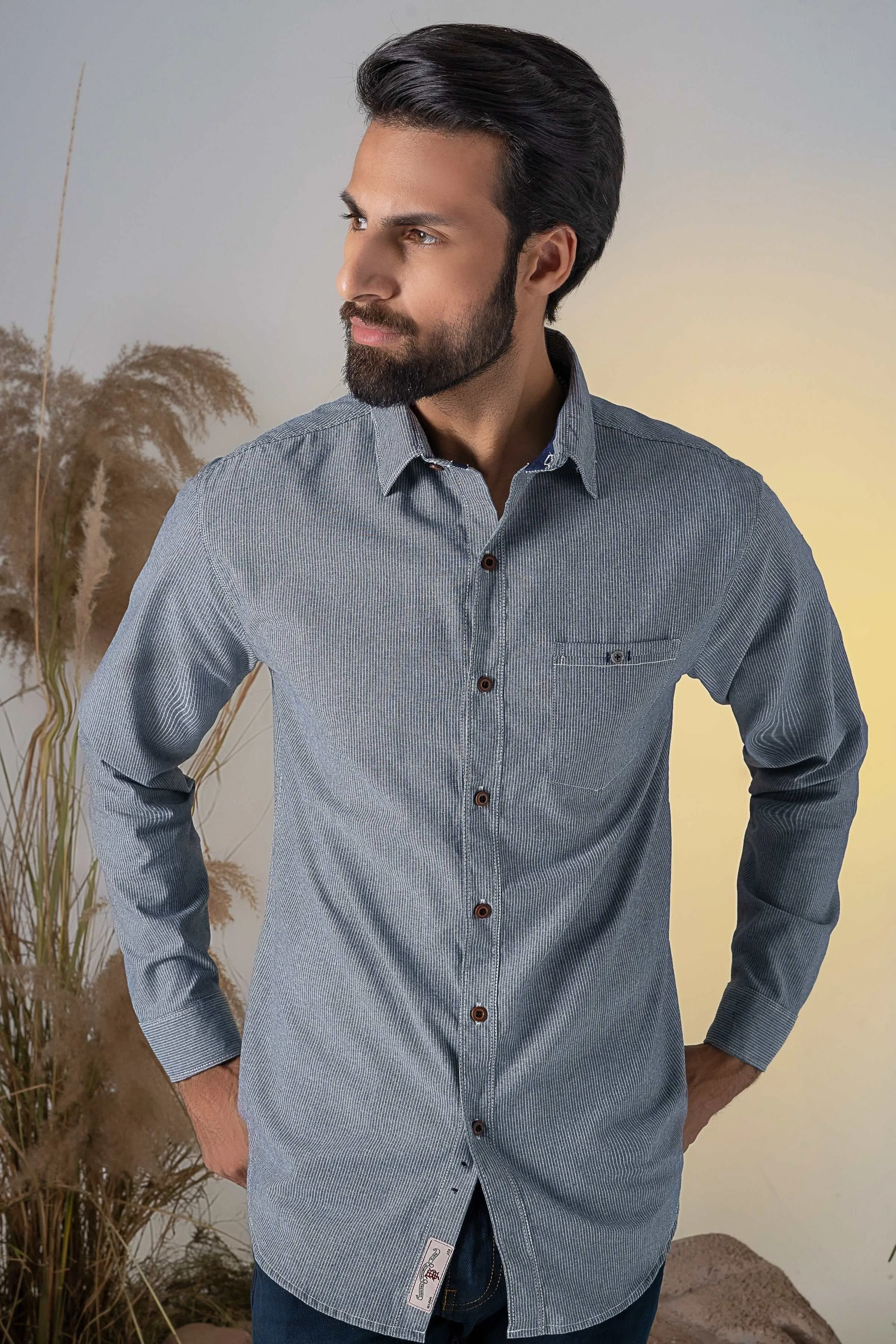 CASUAL SHIRT GREY STRIPES