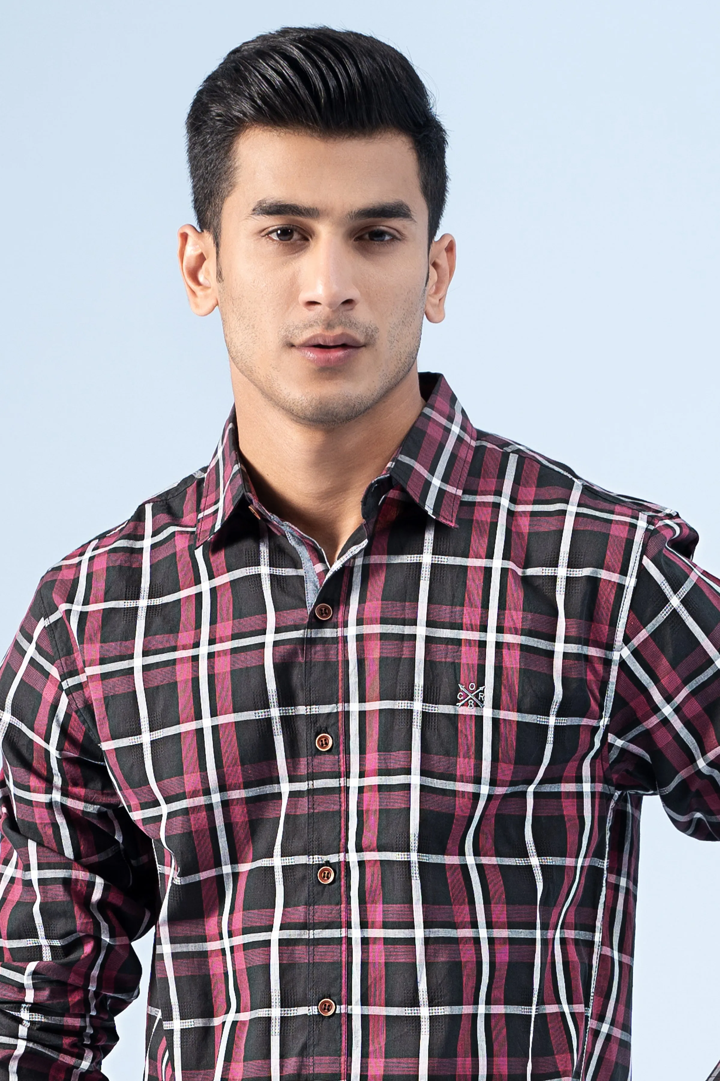 CASUAL SHIRT MAHROON BLACK