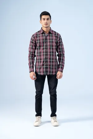 CASUAL SHIRT MAHROON BLACK