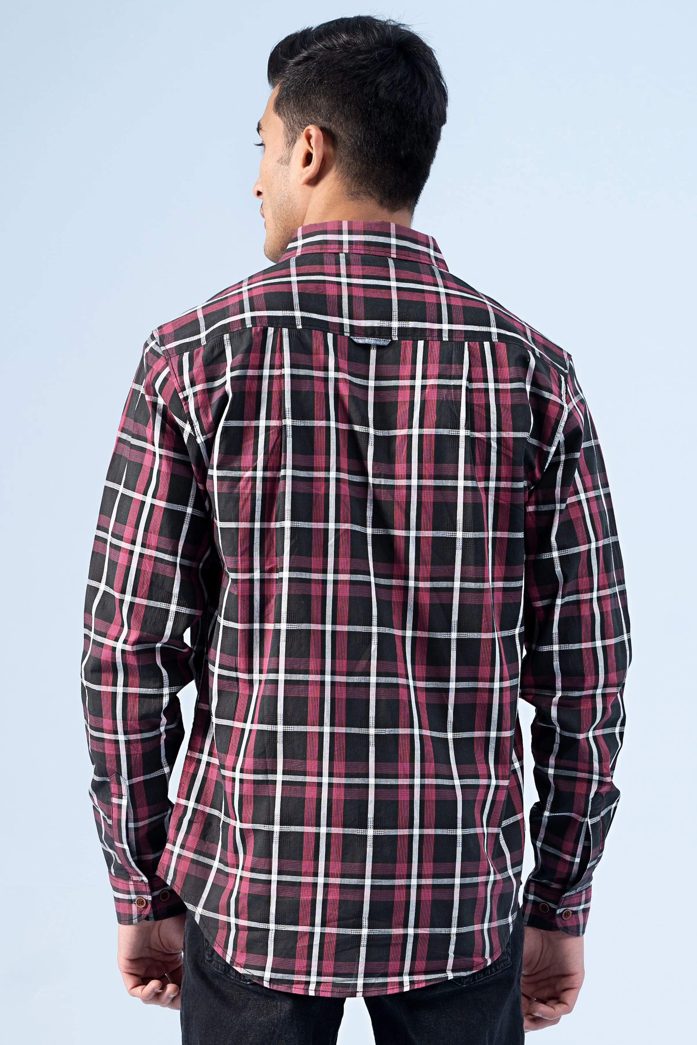 CASUAL SHIRT MAHROON BLACK