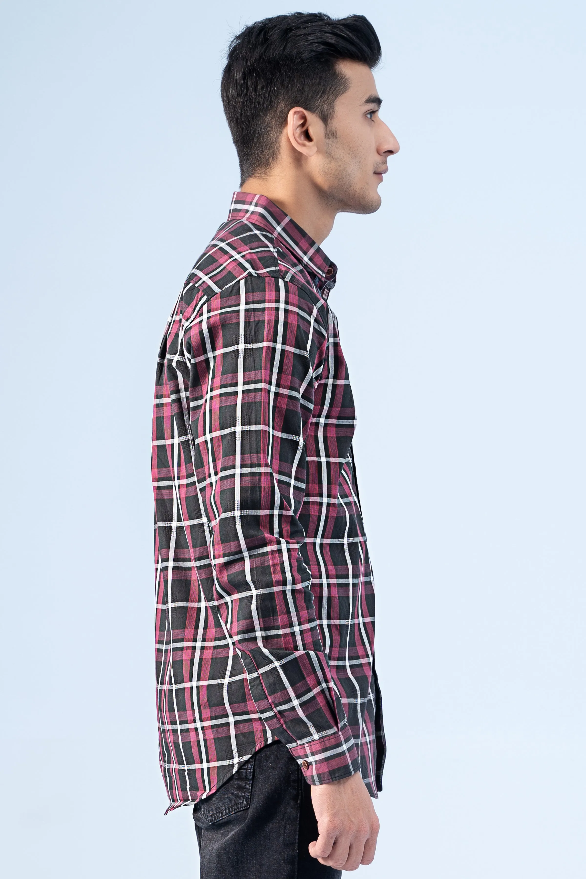CASUAL SHIRT MAHROON BLACK