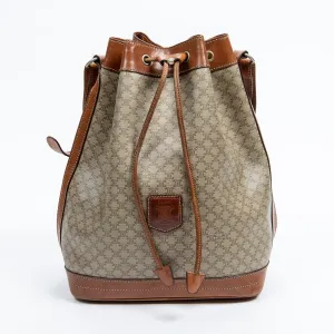 Celine Drawstring Bucket ToteBeige/Brown Macadam Shoulder Bag - AWL2341
