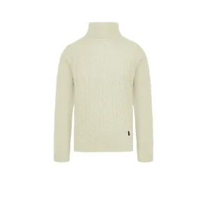 Censured Maglia dolcevita da uomo con fantasia treccia MM6287TWAC3_01 bianco avorio