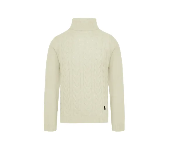 Censured Maglia dolcevita da uomo con fantasia treccia MM6287TWAC3_01 bianco avorio