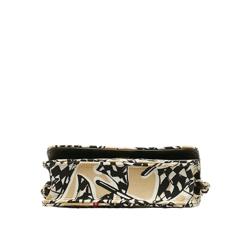 Chanel Checker Flag Year-End  Mini Chain houlder Bag Beige Multicolor Canvas  CHANEL