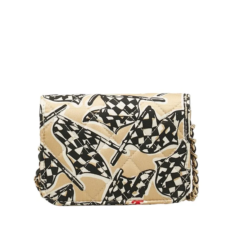 Chanel Checker Flag Year-End  Mini Chain houlder Bag Beige Multicolor Canvas  CHANEL