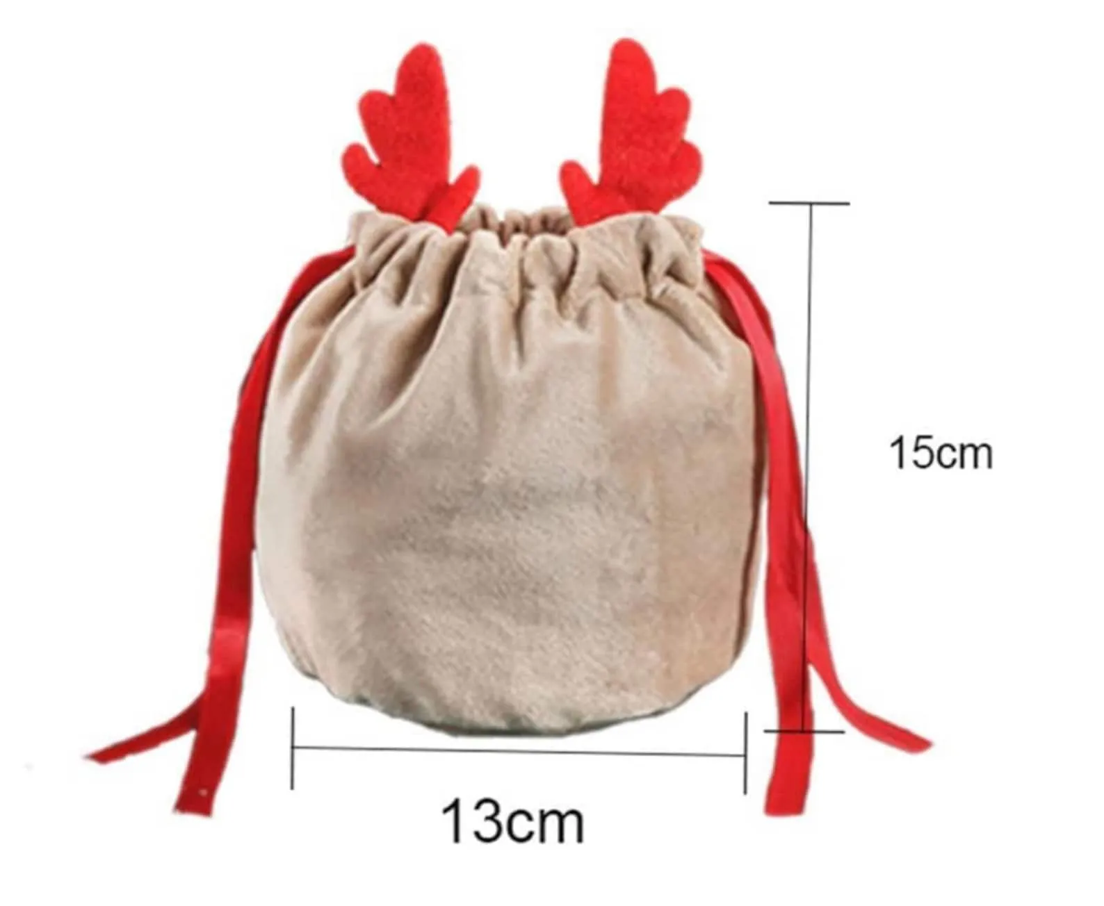 Christmas gift bag - velvet reindeer pouch bag - drawstring - personalised - Christmas bag with name - Christmas Eve