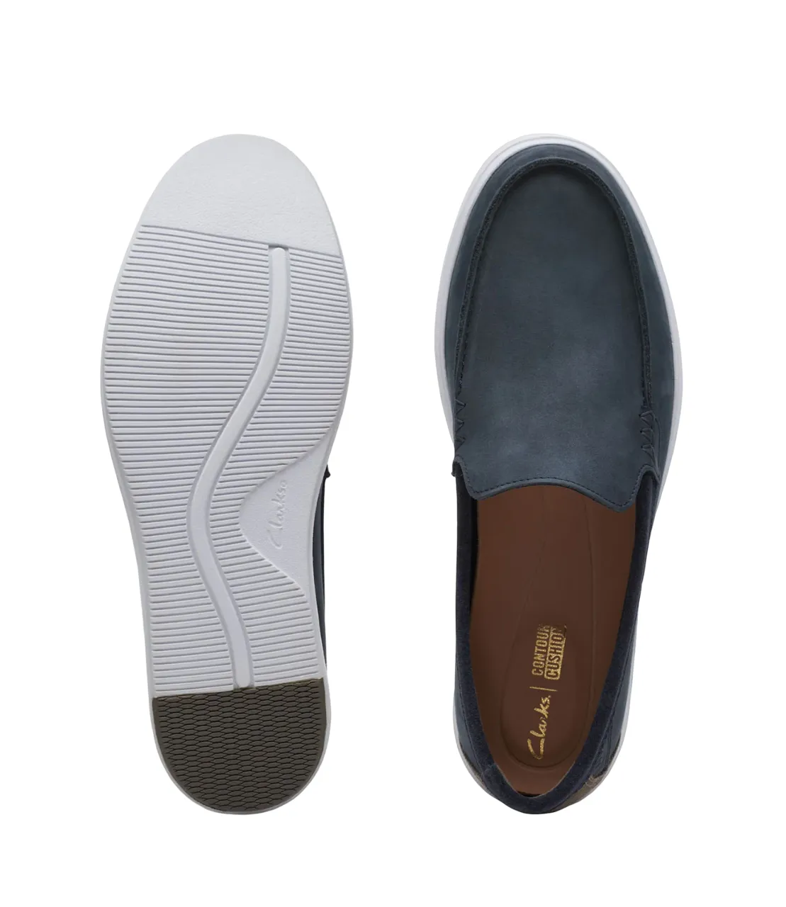 Clarks scarpa casual da uomo Bratton Loafer 172448 navy nubuck