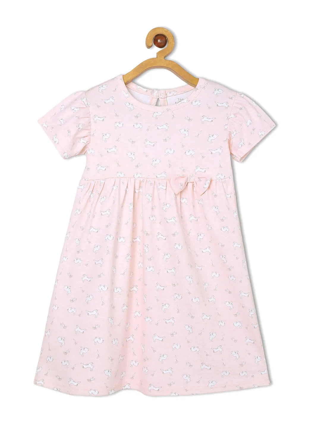Combo of 2: Pink Rabbit & Polka Dotted Girls Casual Dresses