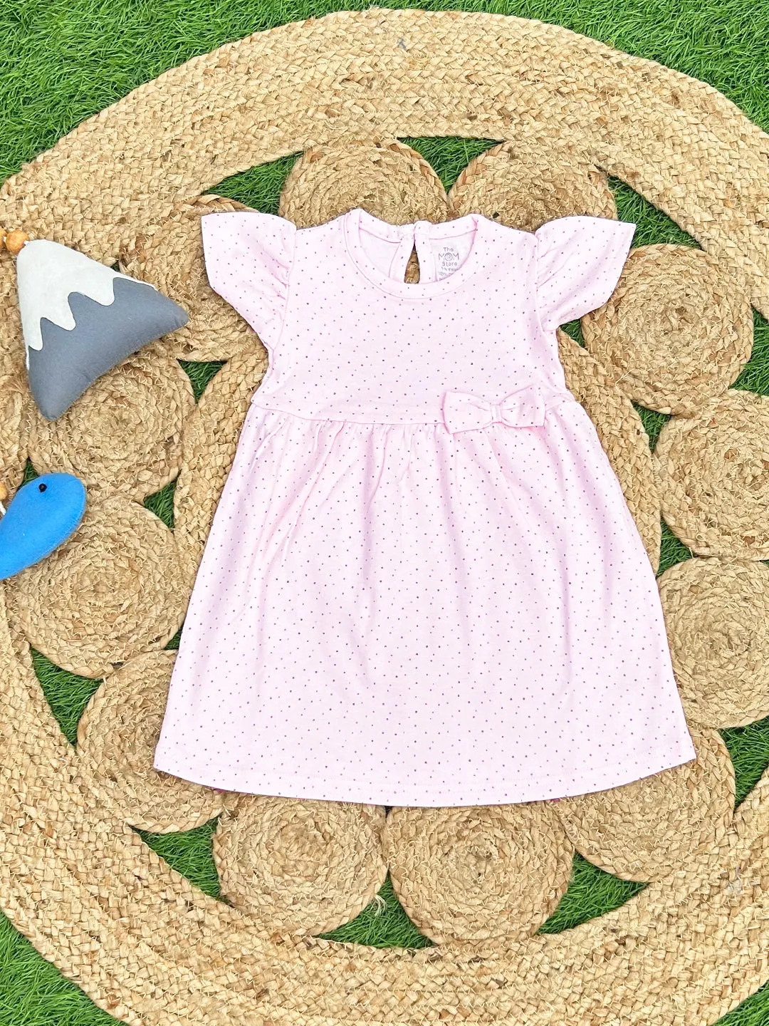 Combo of 2: Pink Rabbit & Polka Dotted Girls Casual Dresses