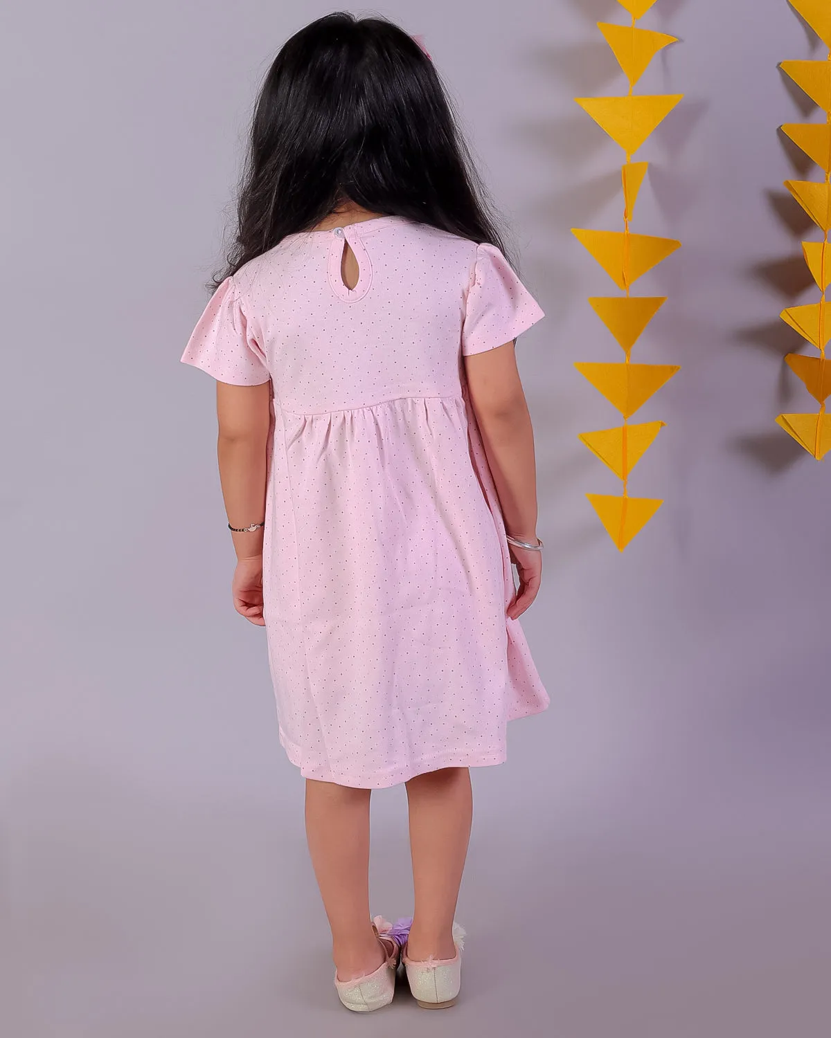 Combo of 2: Pink Rabbit & Polka Dotted Girls Casual Dresses