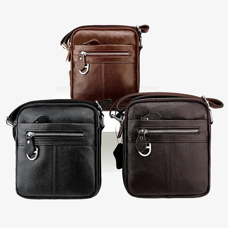Crossbody Man Purse Minimalist Genuine Leather Single Shoulder Bag