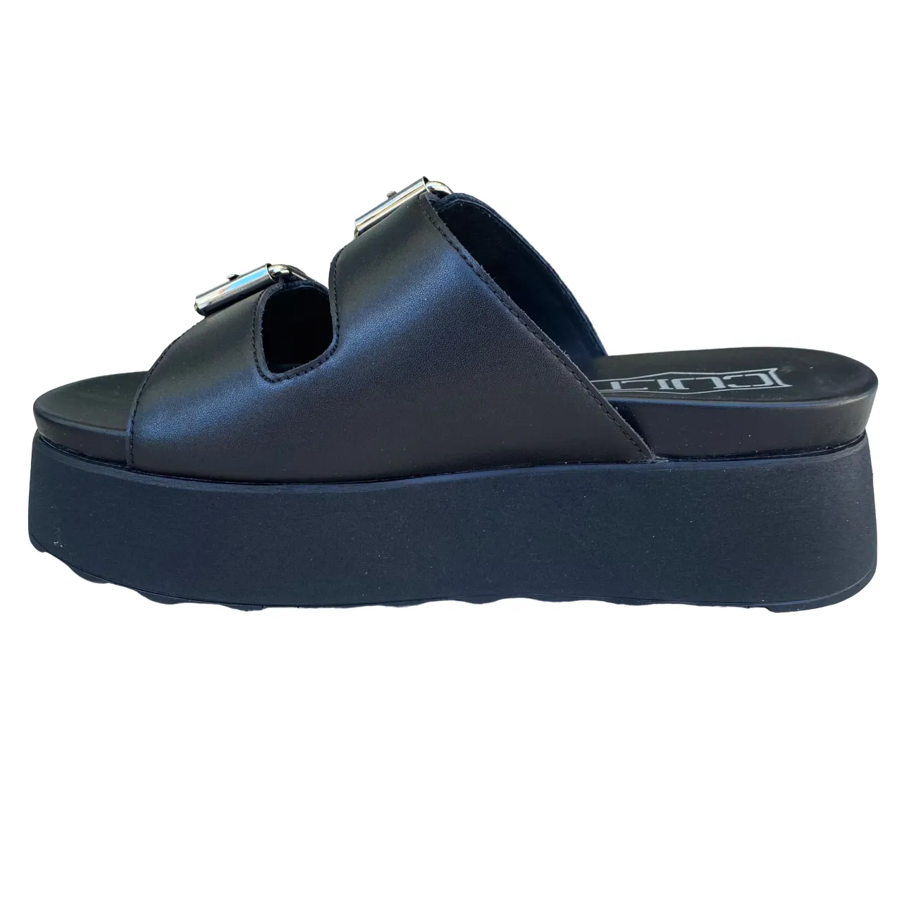 Cult sandalo a ciabatta da donna con fibbie e borchie 3146 nero