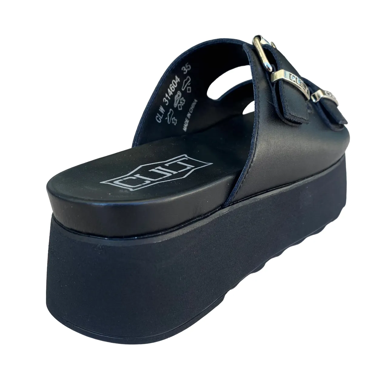 Cult sandalo a ciabatta da donna con fibbie e borchie 3146 nero