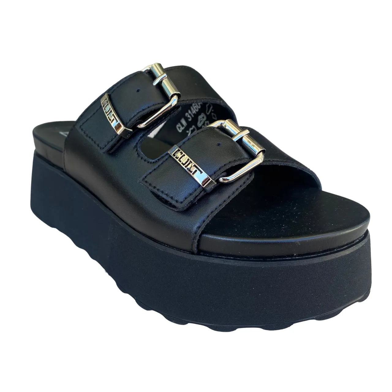 Cult sandalo a ciabatta da donna con fibbie e borchie 3146 nero