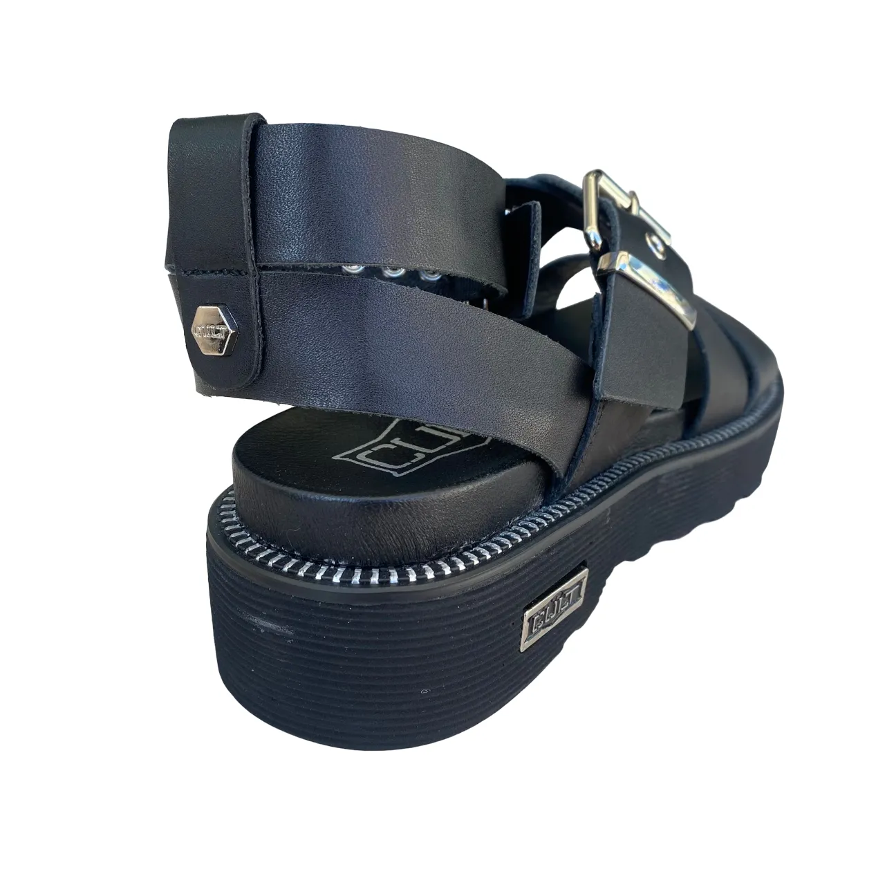 Cult sandalo da donna in pelle con cinturini e fibbie Ziggy 3442 CLW344200 nero