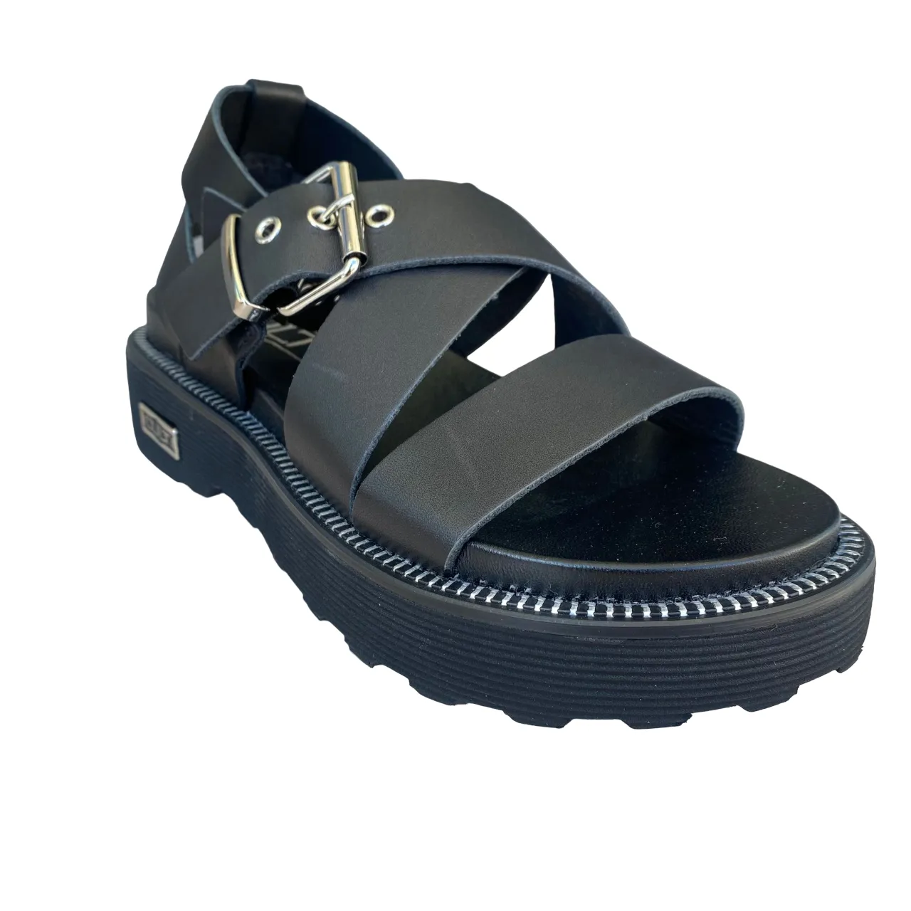 Cult sandalo da donna in pelle con cinturini e fibbie Ziggy 3442 CLW344200 nero