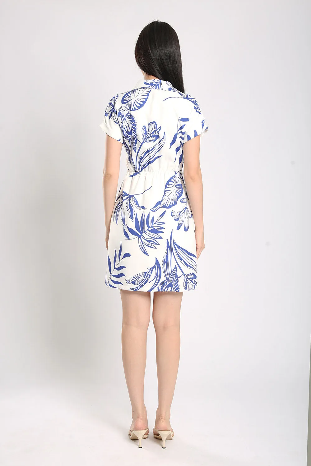 Danara Midi Dress in Blue Floral Print