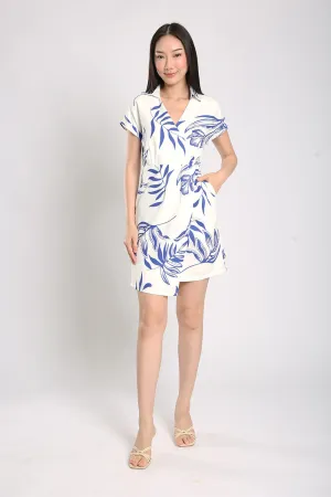Danara Midi Dress in Blue Floral Print