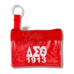 Delta Sigma Theta ΔΣΘ Greek Letters Coin Purse with Zipper and Keyring