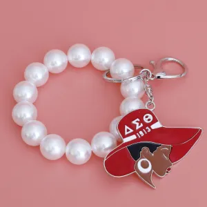 Delta Sigma Theta Inspired Keychain Purse charm Sorority Red & White Epoxy |7.25 x 2.75 inches