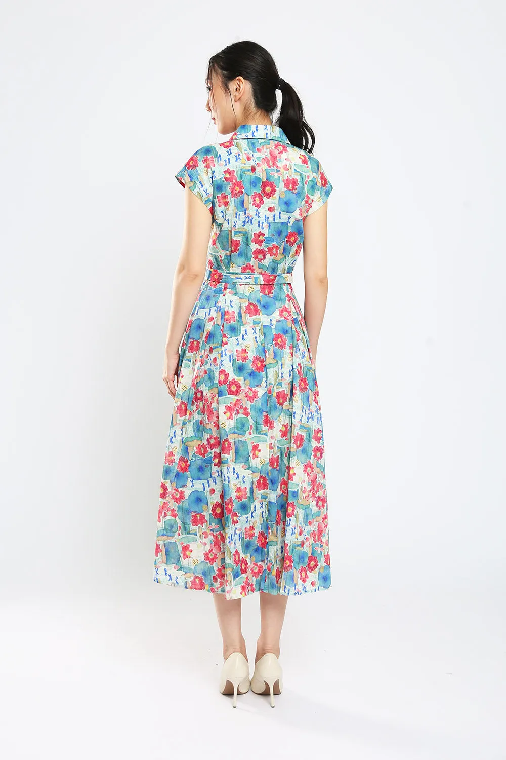 Dezza Midi Dress in Blue Floral Print