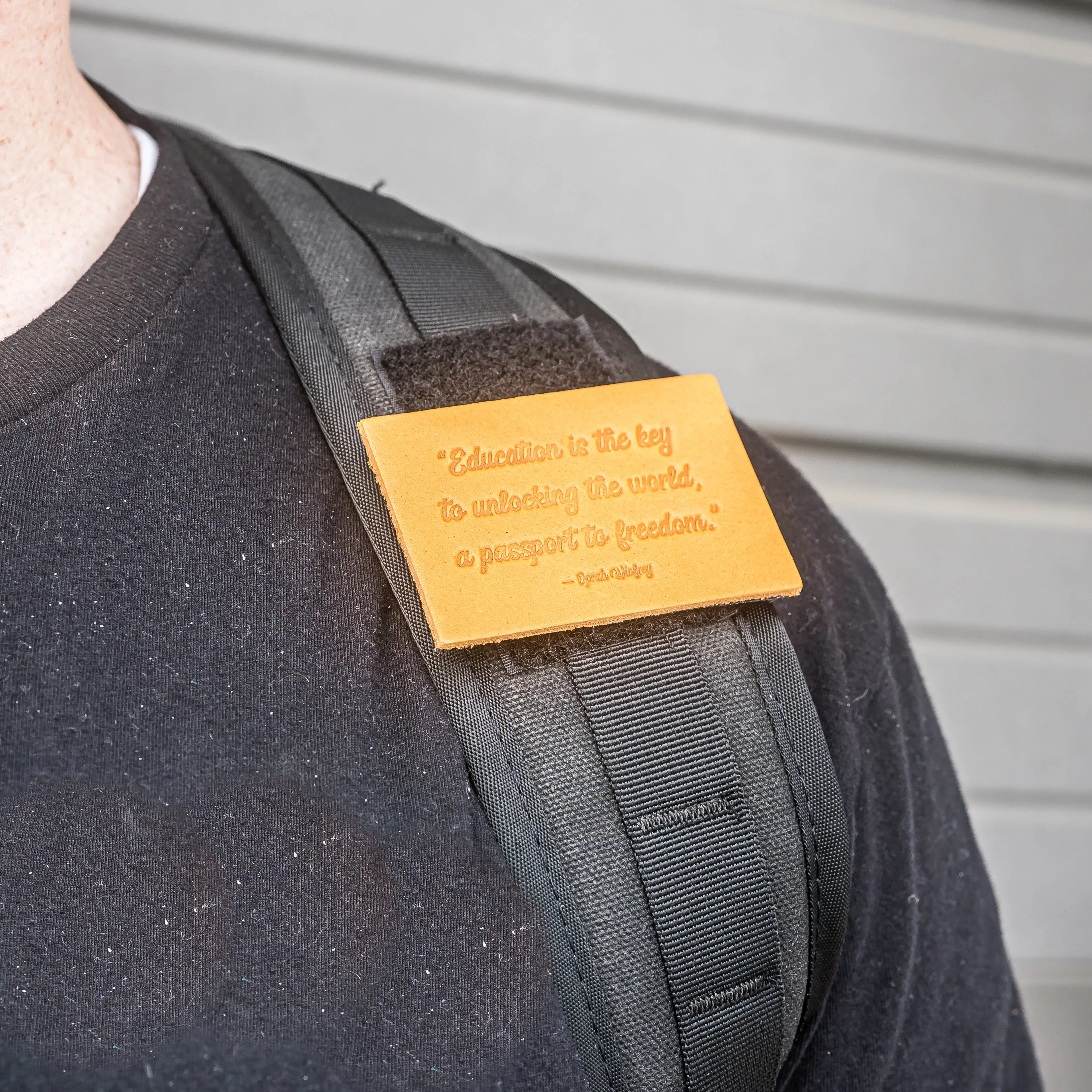 Education is the key | Leather Patch with Velcro Back | Back to School