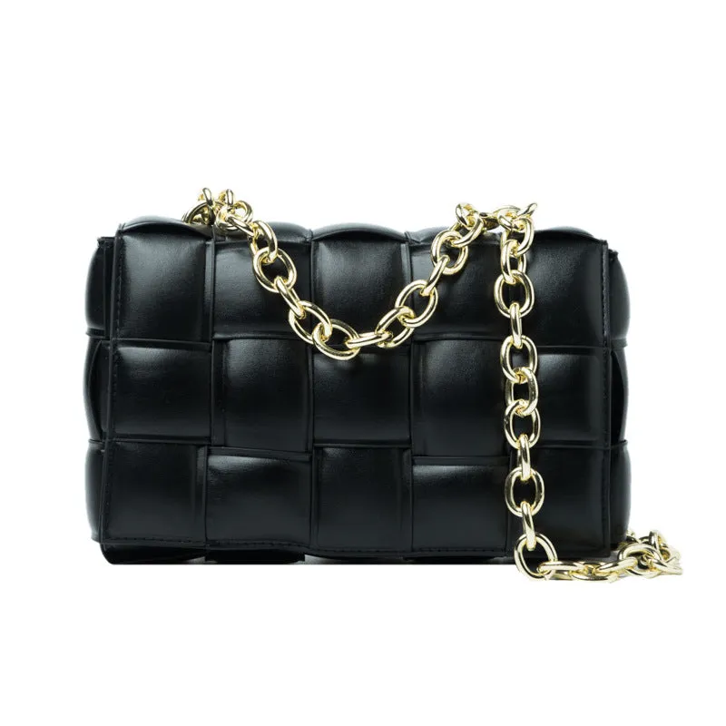 F7007 Shoulder Bag Women's Hand-Woven Small Square Bag Korean Style Fashion Chain Square Bag