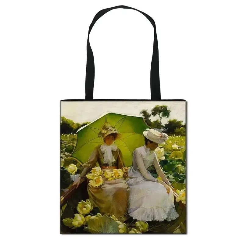 Famous Art Oil Painting Eco Reusable Shopping Bag