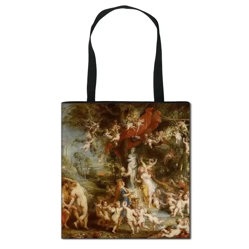 Famous Art Oil Painting Eco Reusable Shopping Bag