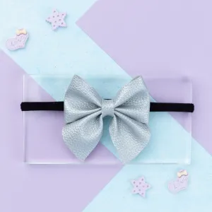 Faux Leather Sailor Bow Headband- Silver