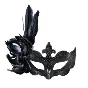 Feathered Black Eye Mask