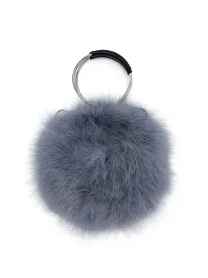 Feathered Handbag with Hoop Handle and Chain