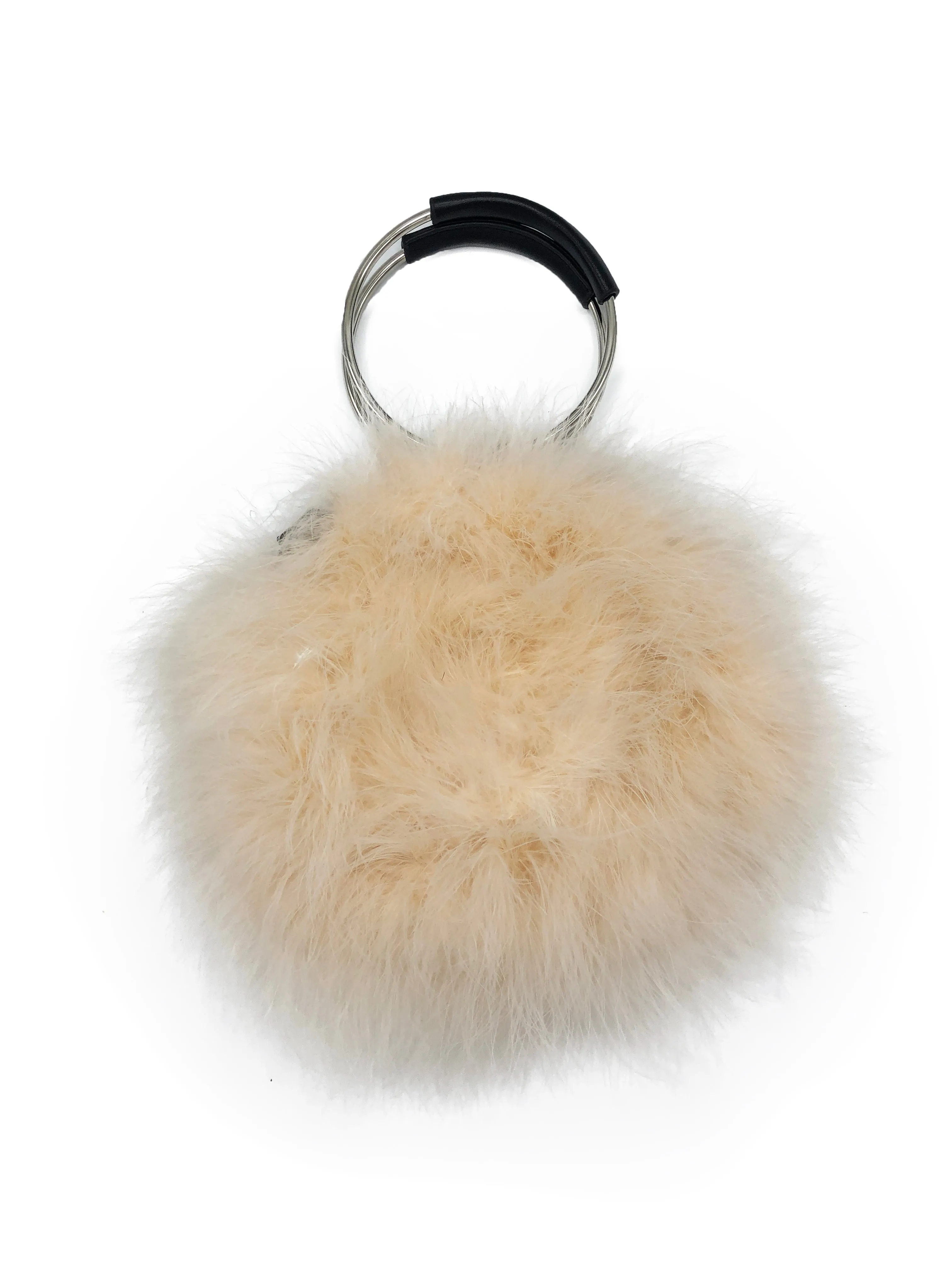 Feathered Handbag with Hoop Handle and Chain