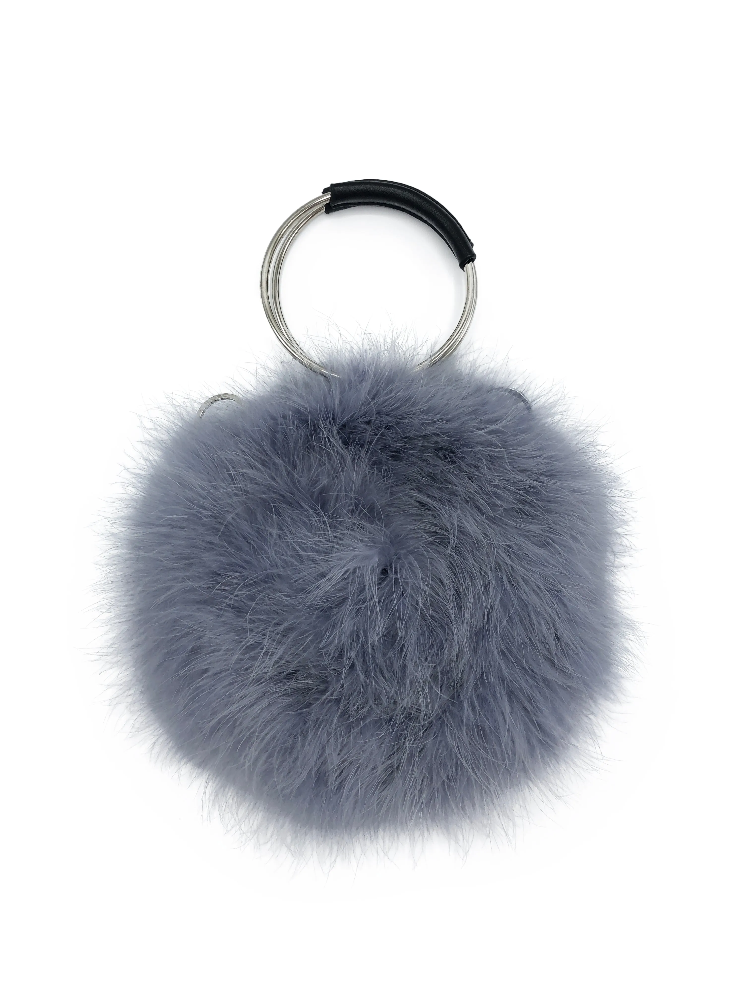 Feathered Handbag with Hoop Handle and Chain