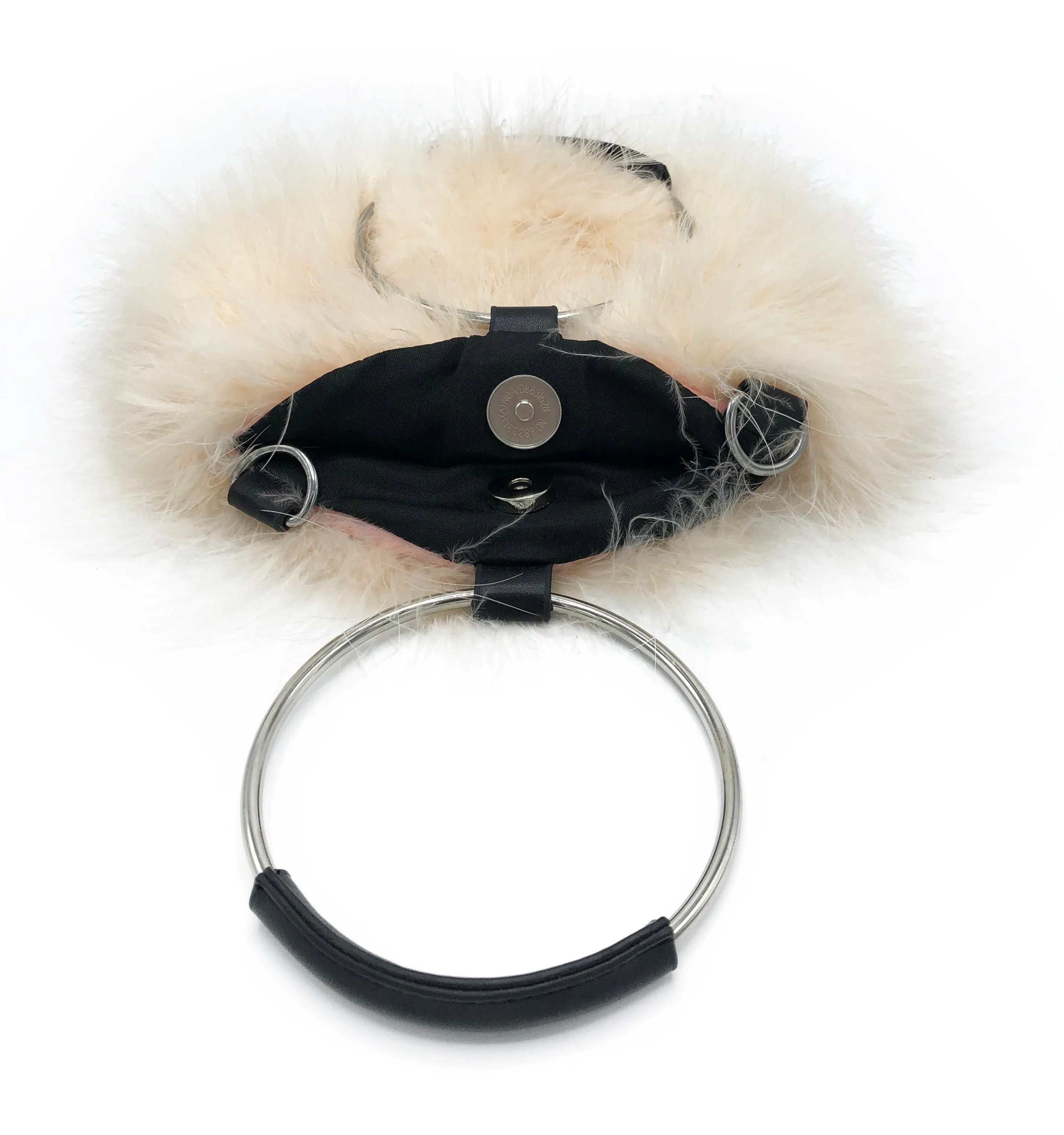 Feathered Handbag with Hoop Handle and Chain