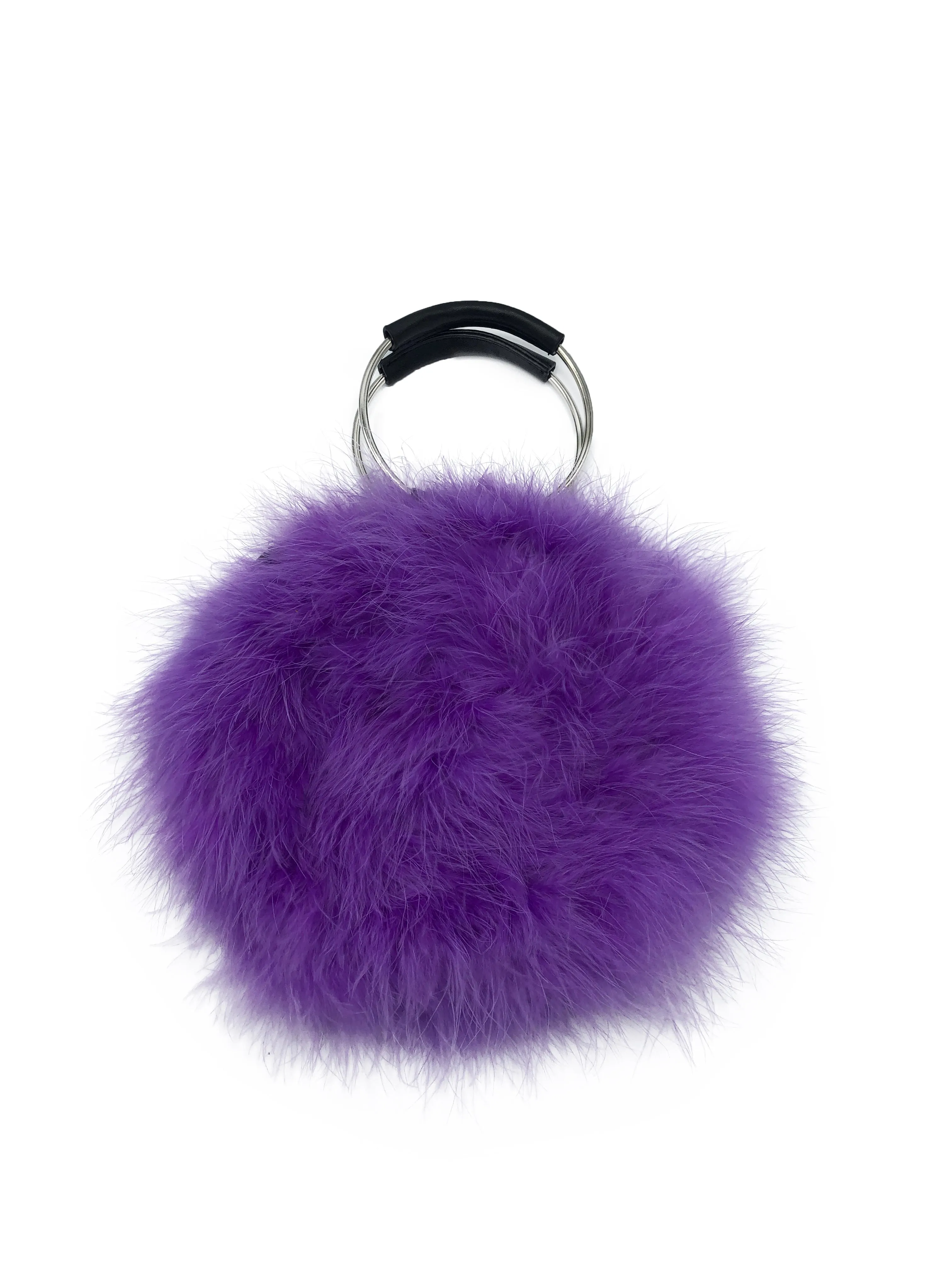 Feathered Handbag with Hoop Handle and Chain