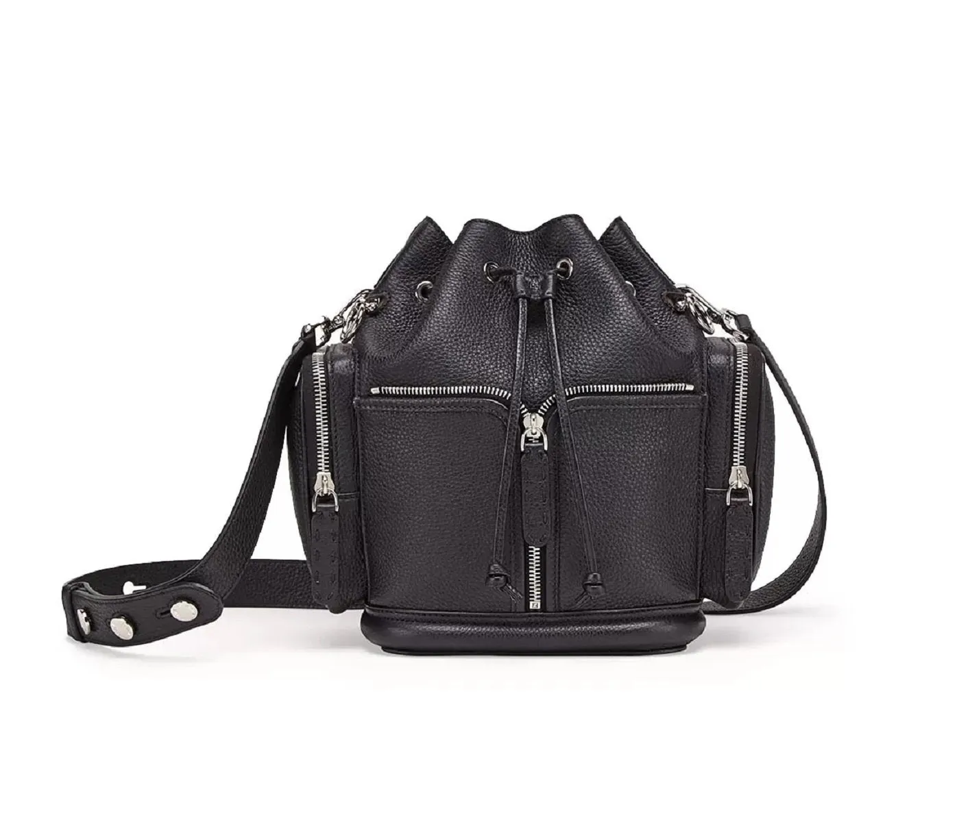 Fendi Mon Tresor Black Selleria Calfskin Leather Bucket Bag 8BT301