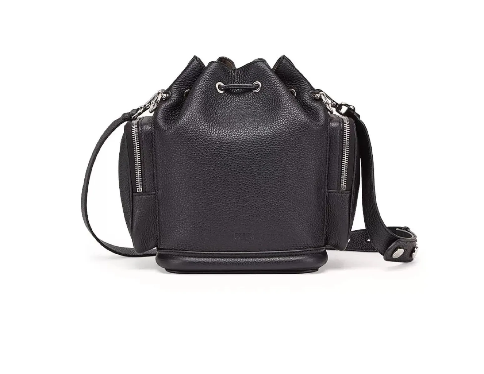Fendi Mon Tresor Black Selleria Calfskin Leather Bucket Bag 8BT301