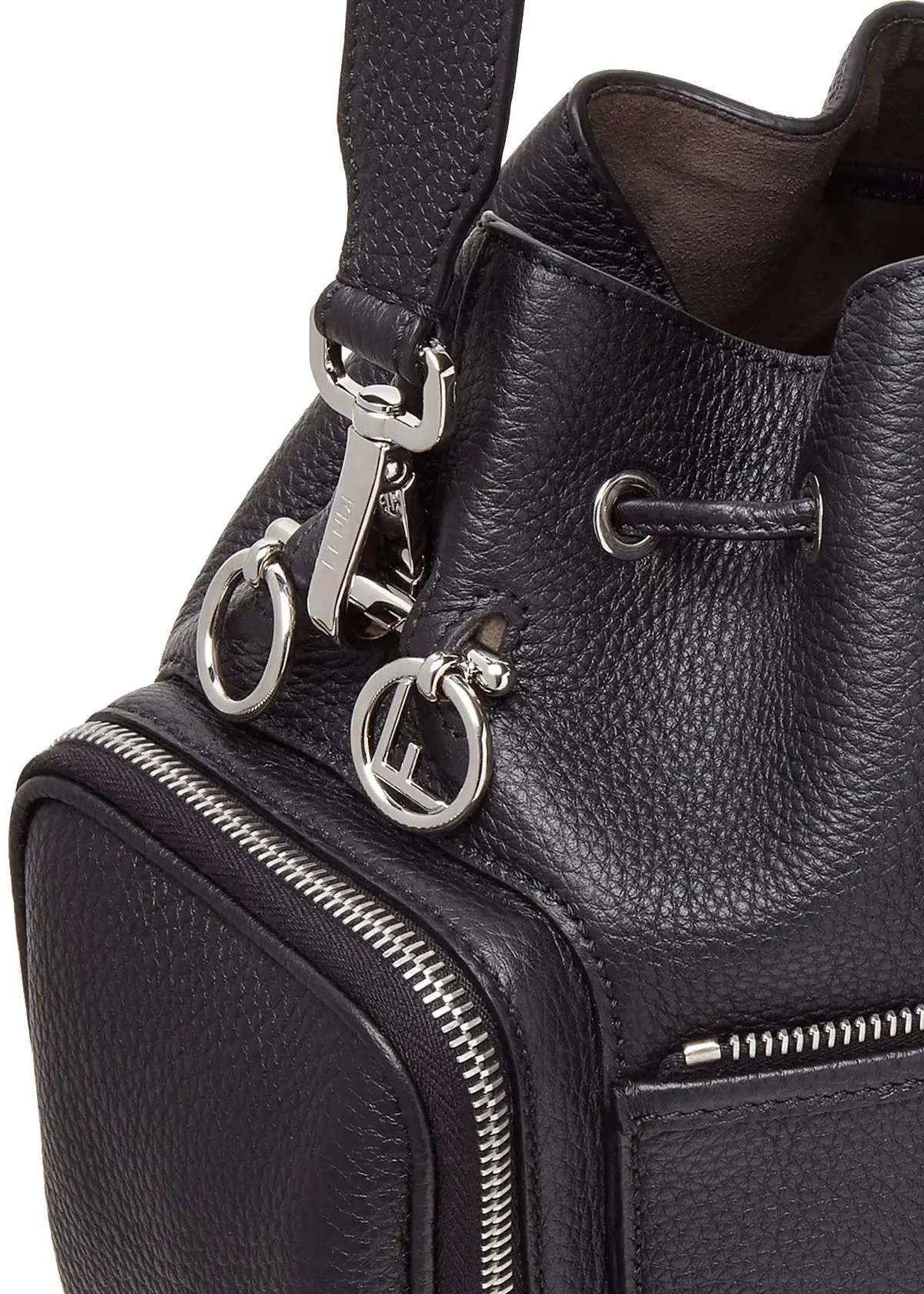 Fendi Mon Tresor Black Selleria Calfskin Leather Bucket Bag 8BT301