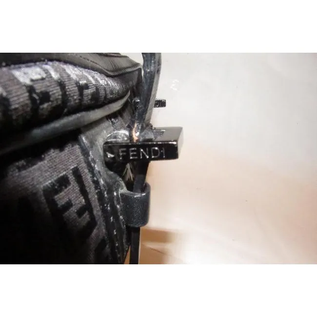 Fendi Shoulder Pursesdesigner Purses Black Small F Zucchino Logo Print Canvas And Leather With Gunme