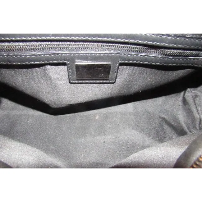 Fendi Shoulder Pursesdesigner Purses Black Small F Zucchino Logo Print Canvas And Leather With Gunme