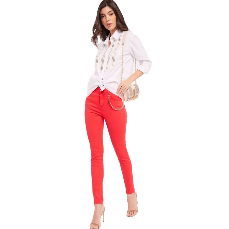 Gaudì camicia manica lunga da donna con inserto in pizzo 411BD45024 bianco