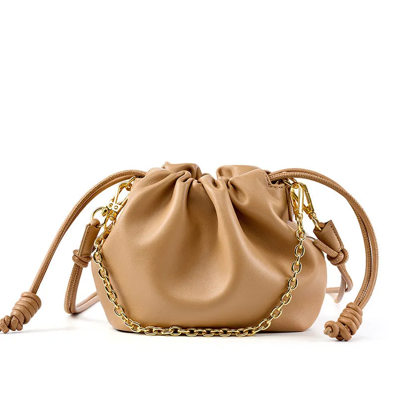 GENUINE LEATHER CLOUD BAG, COWHIDE CHAIN BAG