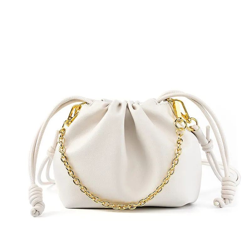 GENUINE LEATHER CLOUD BAG, COWHIDE CHAIN BAG