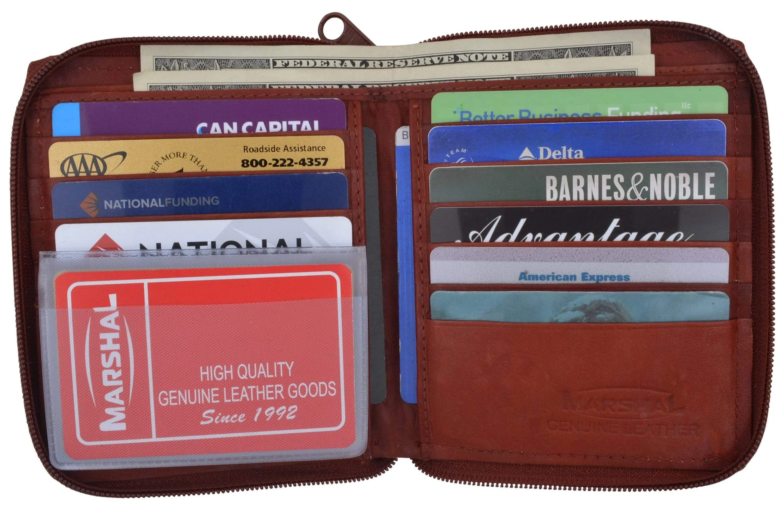 Genuine Mens Leather Zippered Card ID Holder Wallet 702 CF