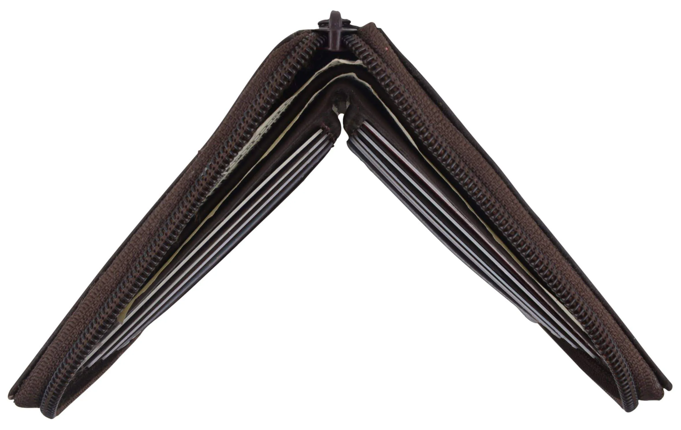 Genuine Mens Leather Zippered Card ID Holder Wallet 702 CF