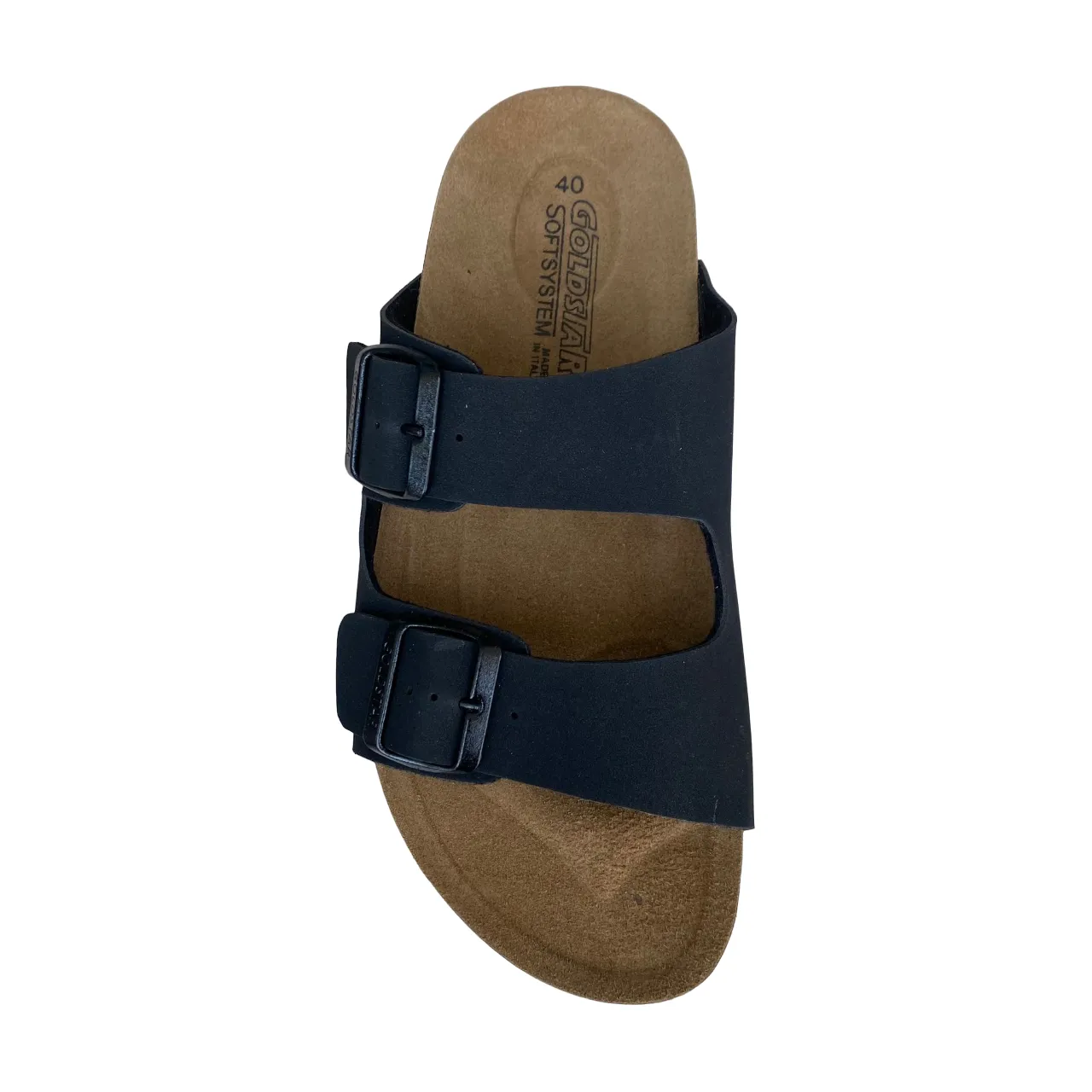 Goldstar ciabatta da uomo con sottopiede in pelle e con 2 fibbie regolabili GS39900 nero