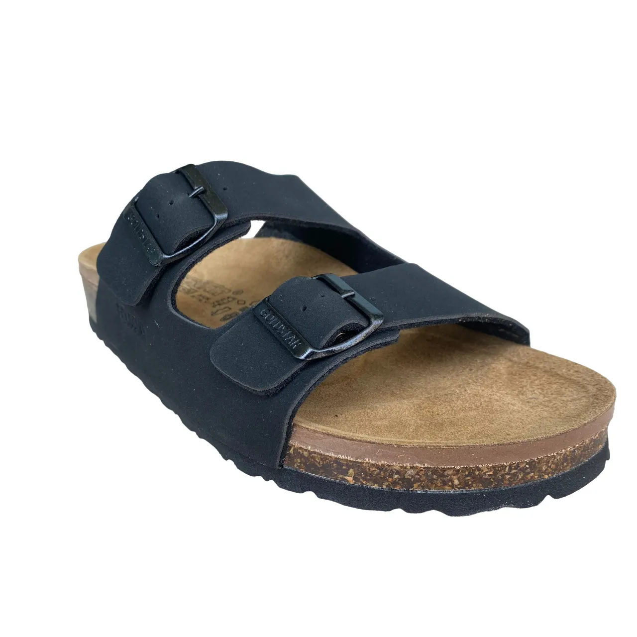 Goldstar ciabatta da uomo con sottopiede in pelle e con 2 fibbie regolabili GS39900 nero
