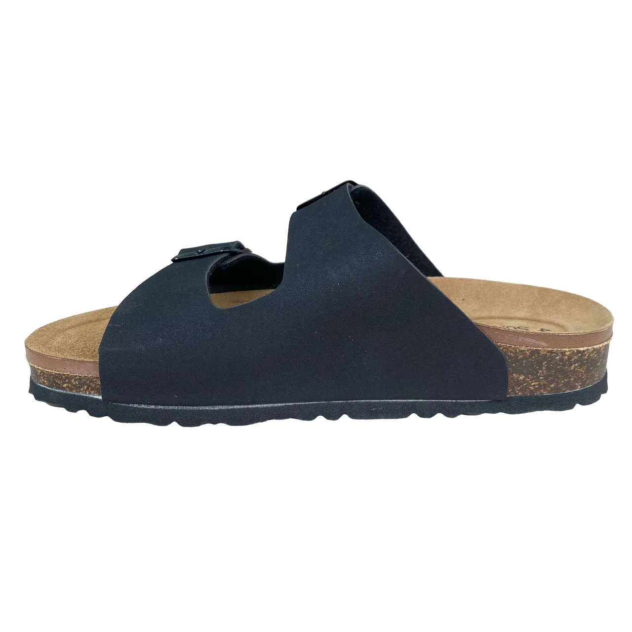 Goldstar ciabatta da uomo con sottopiede in pelle e con 2 fibbie regolabili GS39900 nero
